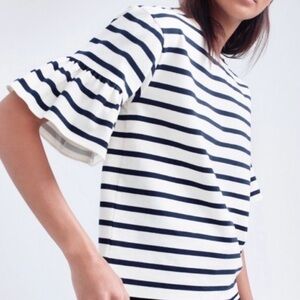 Jcrew Black and White Striped Women's Top